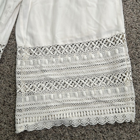 American eagle ivory wide leg crochet hem pull on pants size small p - Picture 5 of 10